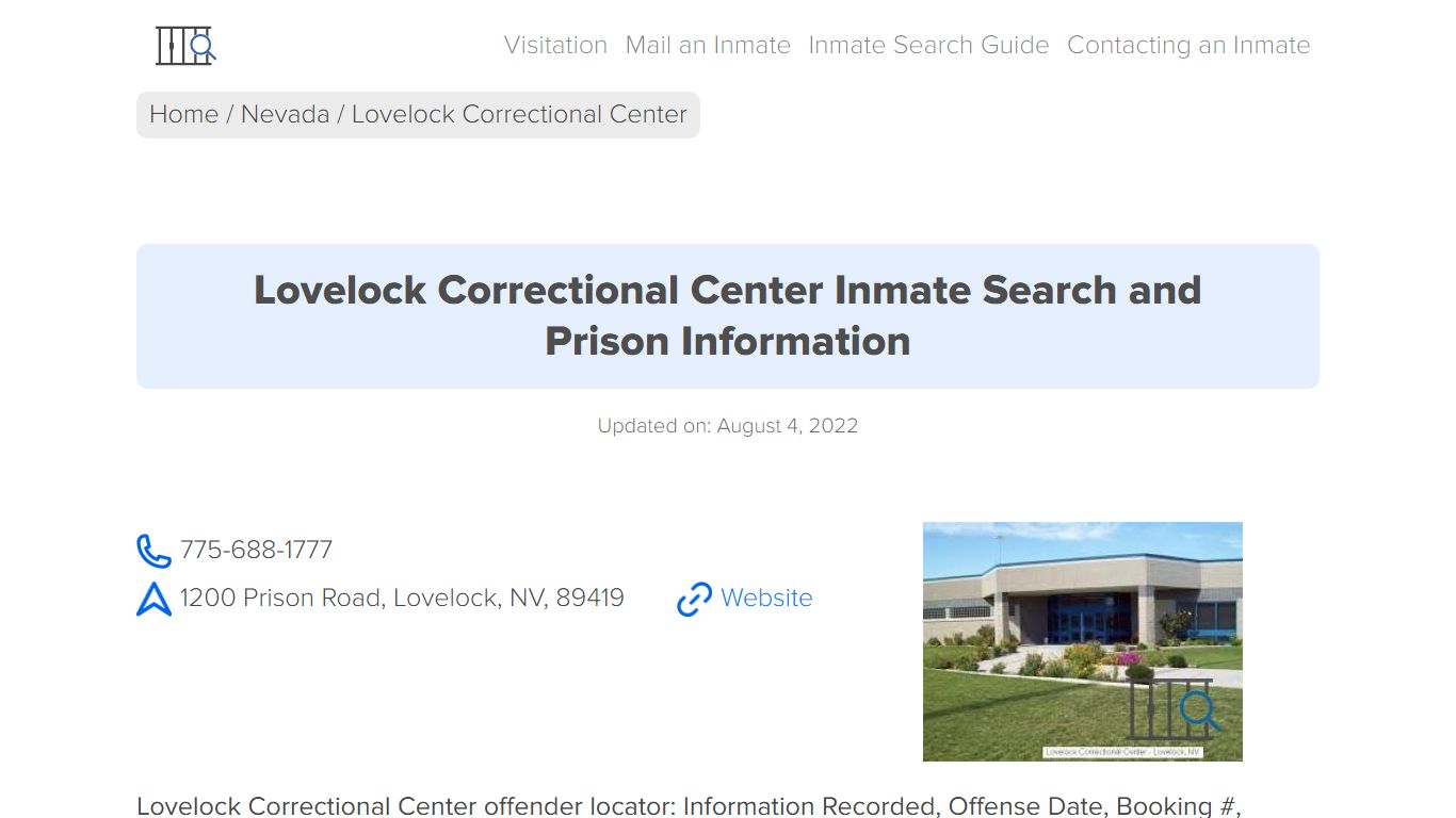 Lovelock Correctional Center Inmate Search, Visitation ...